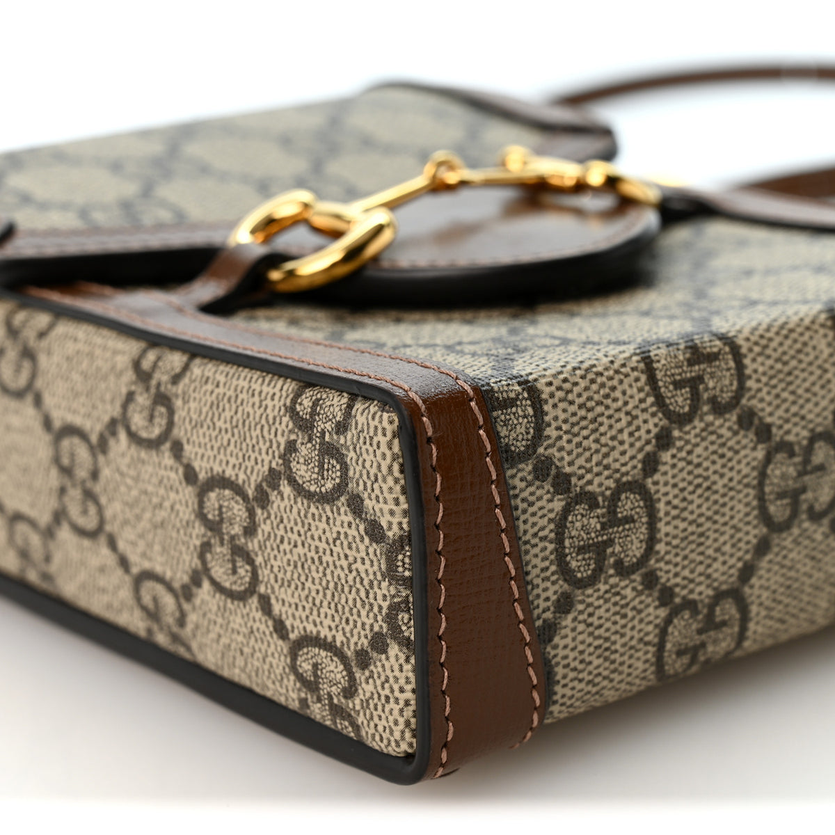 GG Supreme Monogram Mini Horsebit 1955 Crossbody Bag Beige Brown Sugar