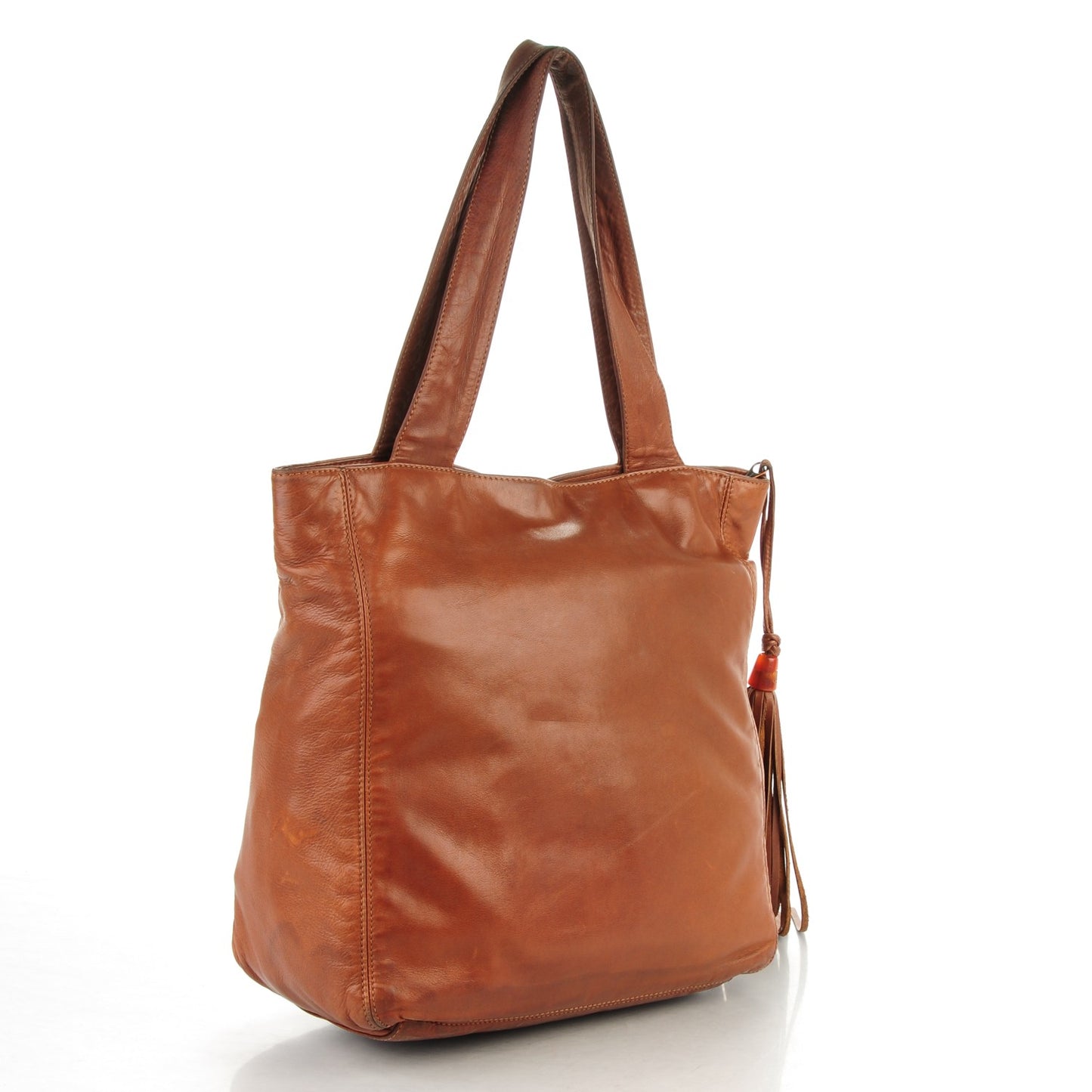 Lambskin CC Tassel Shoulder Bag Light Brown