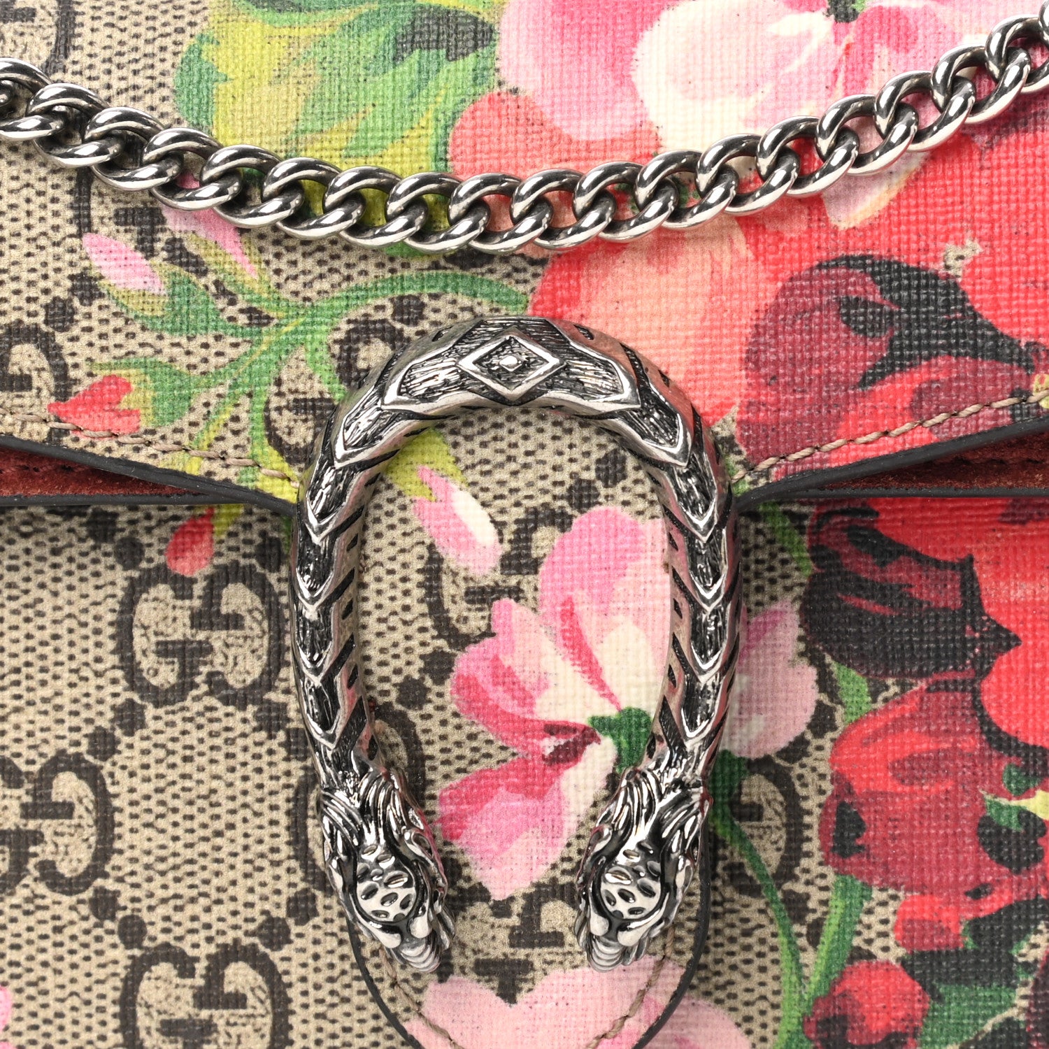Gucci GG Supreme Monogram Blooms Super Mini Dionysus Shoulder Bag Beige Multicolor Dry Rose 7 of 12