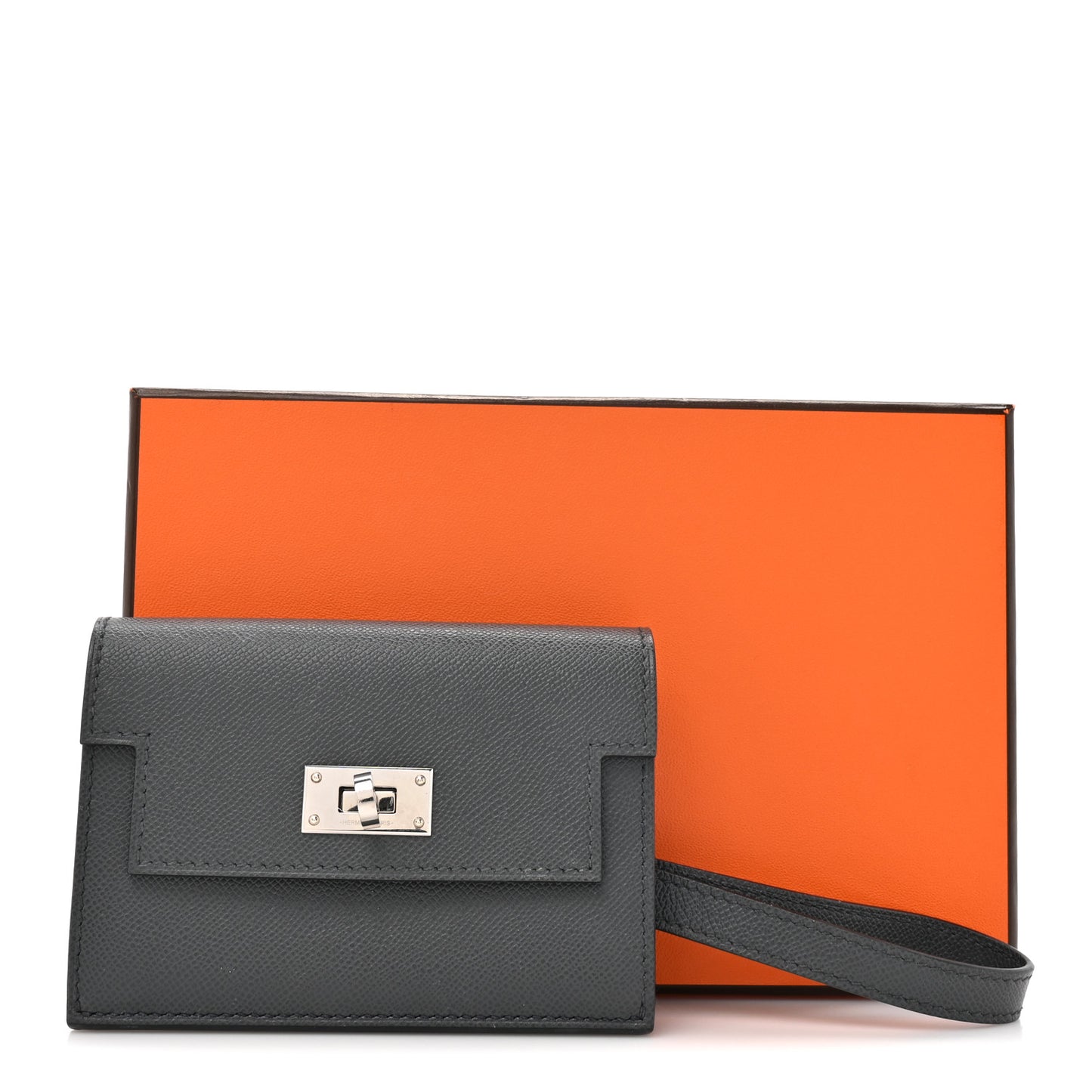 Madame Calfskin Kelly Pocket Slim Wallet Graphite