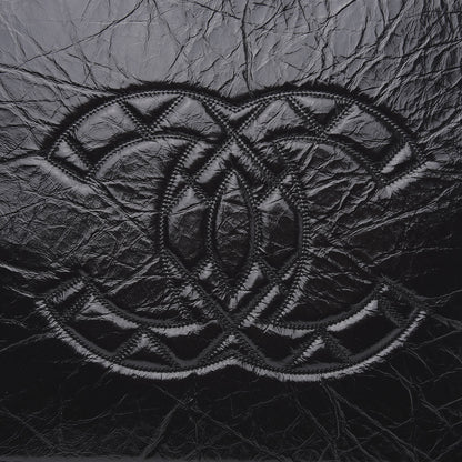 Chanel Shiny Aged Calfskin Quilted Large Shopping Bag Black 10 of 10
