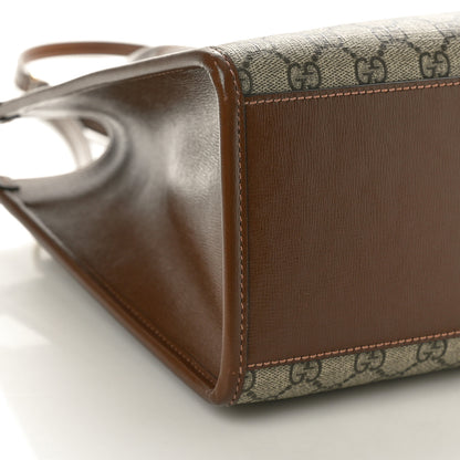Gucci GG Supreme Monogram Azalea Calfskin Small Retro Interlocking G Tote Bag Beige Ebony Brown Sugar 9 of 10