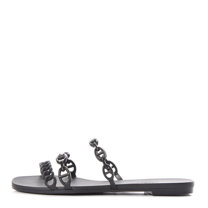 Hermes Rubber Chaine d'Ancre Rivage Sandals 38 Black 1 of 9