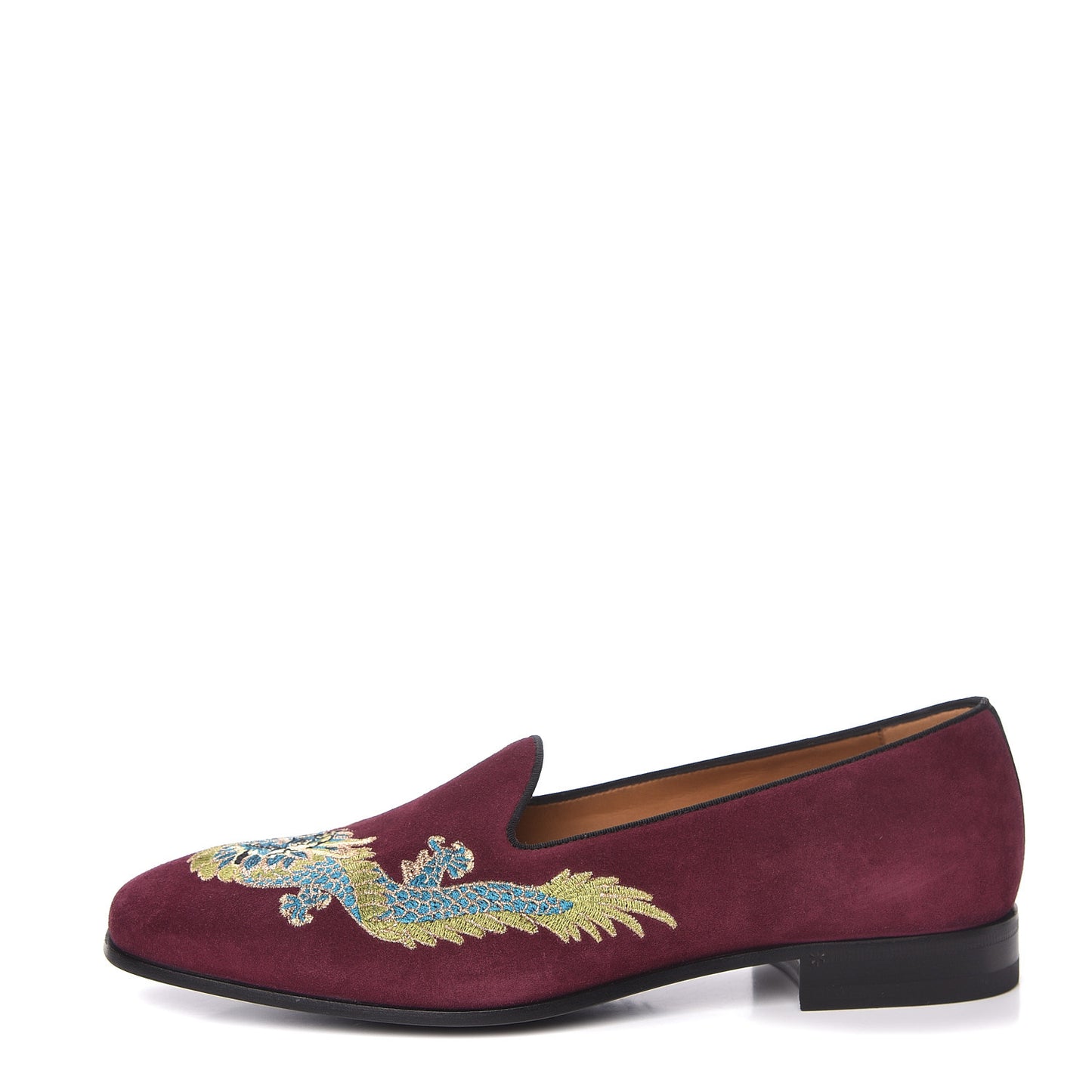 Suede Dragon Embroidered Mens Loafers 7.5 New Vineya