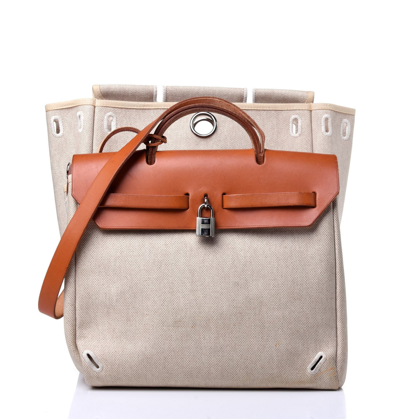 Toile Vache Calfskin Herbag 30 PM Backpack Natural