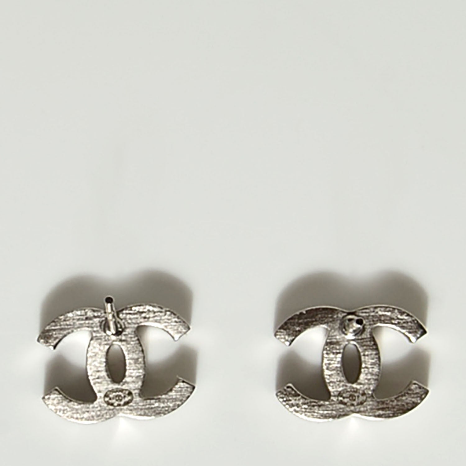 Chanel Baguette Crystal CC Earrings Silver 3 of 5