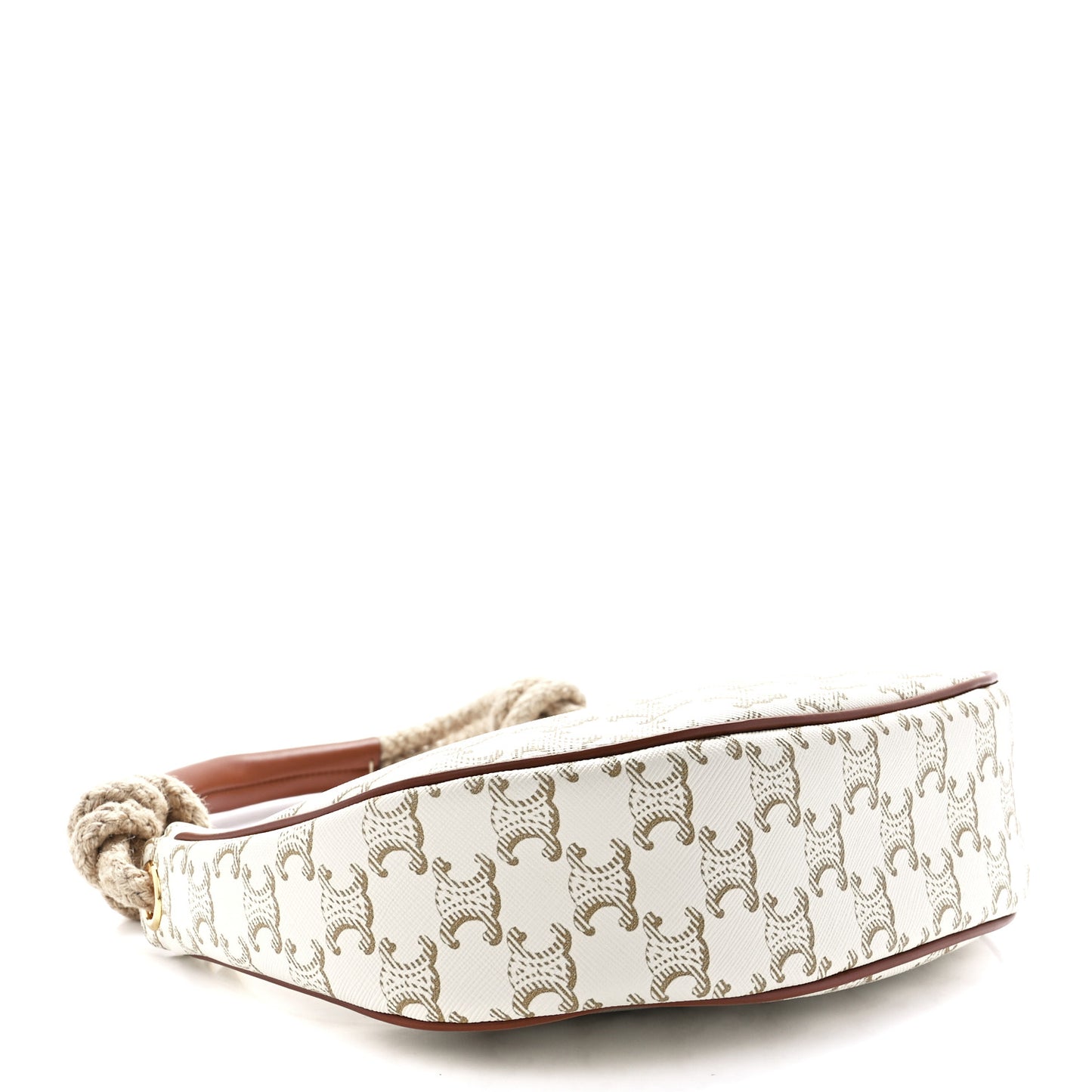 Canvas Calfskin Ava Rope Triomphe Shoulder Bag White