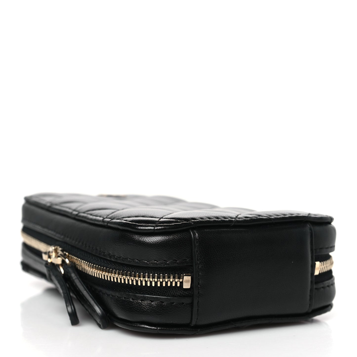 Lambskin Quilted Zip Phone Case Black