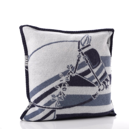 Hermes Wool Cashmere Couvertures Nouvelles Pillow Marine 3 of 6