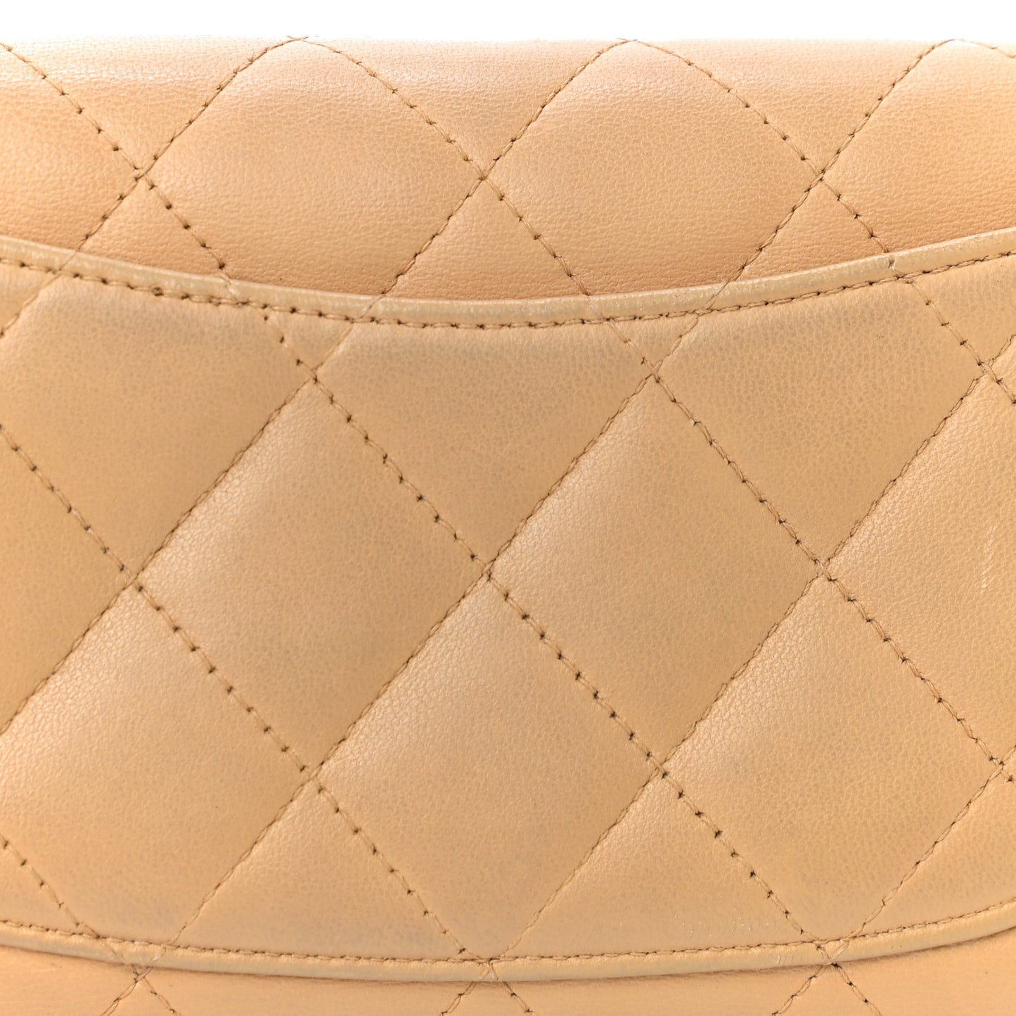 Lambskin Quilted Large Flap Wallet Beige