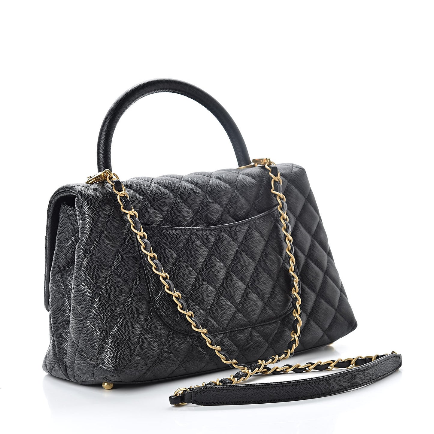 Caviar Quilted Small Coco Handle Flap Black