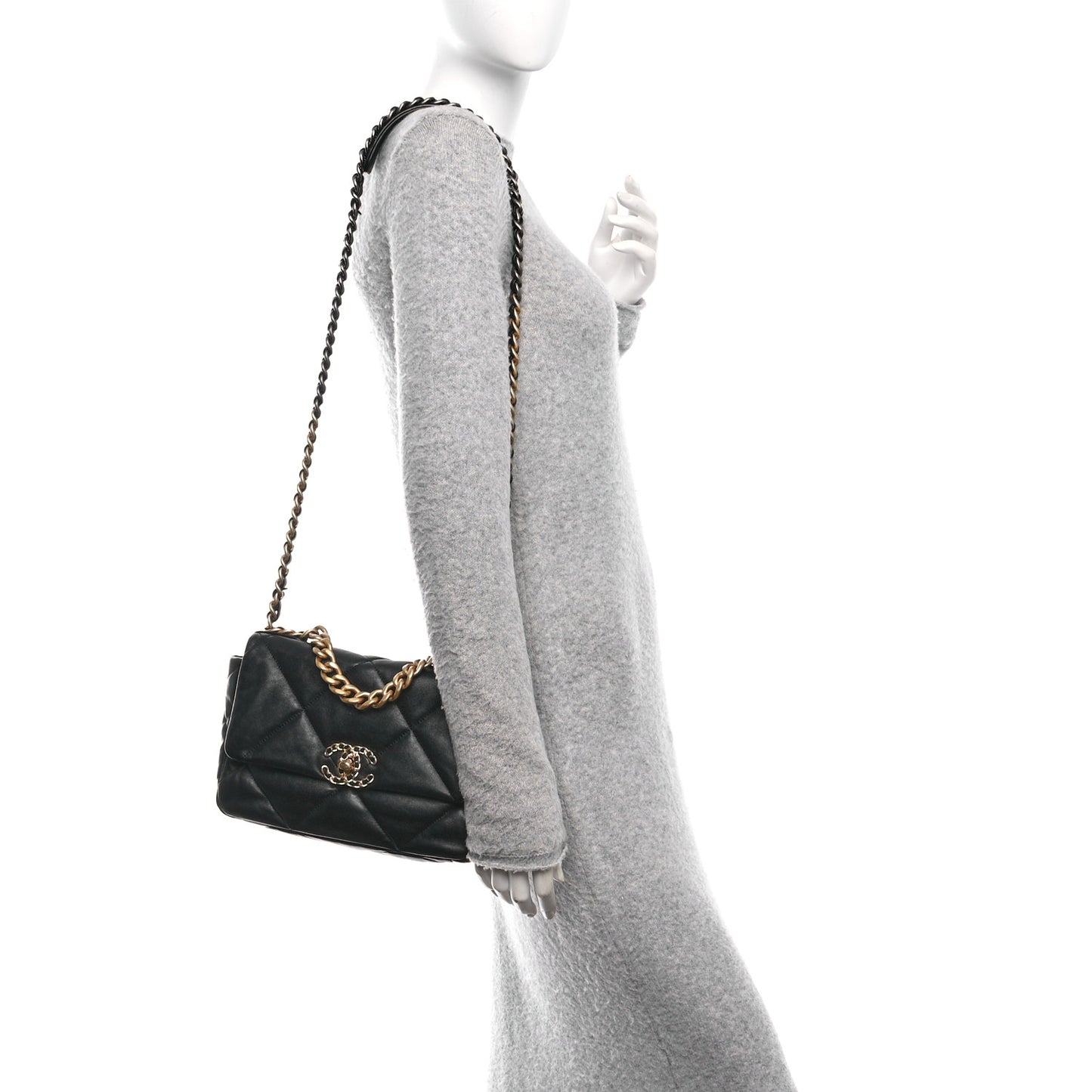 Goatskin Quilted Medium Chanel 19 Flap Black