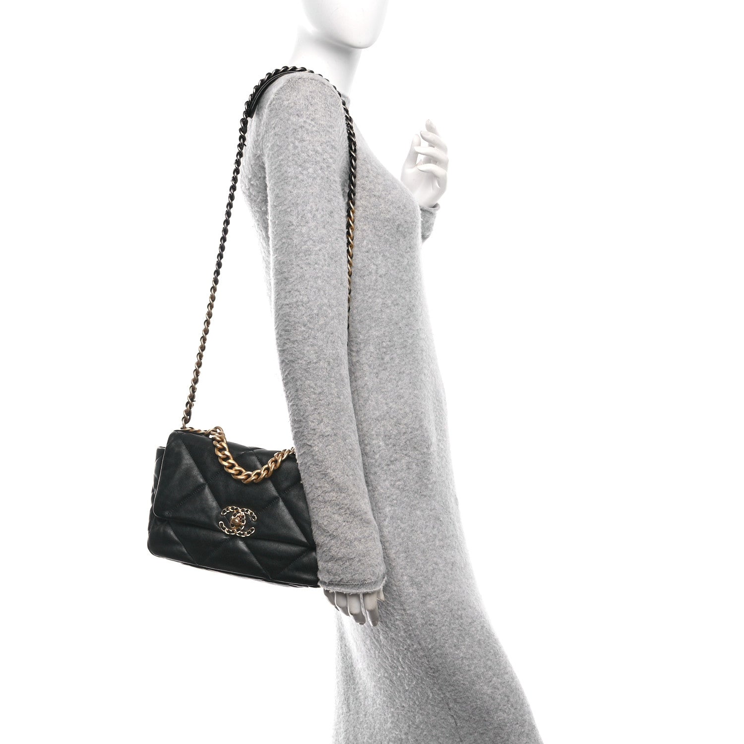 Chanel Goatskin Quilted Medium Chanel 19 Flap Black 2 of 10