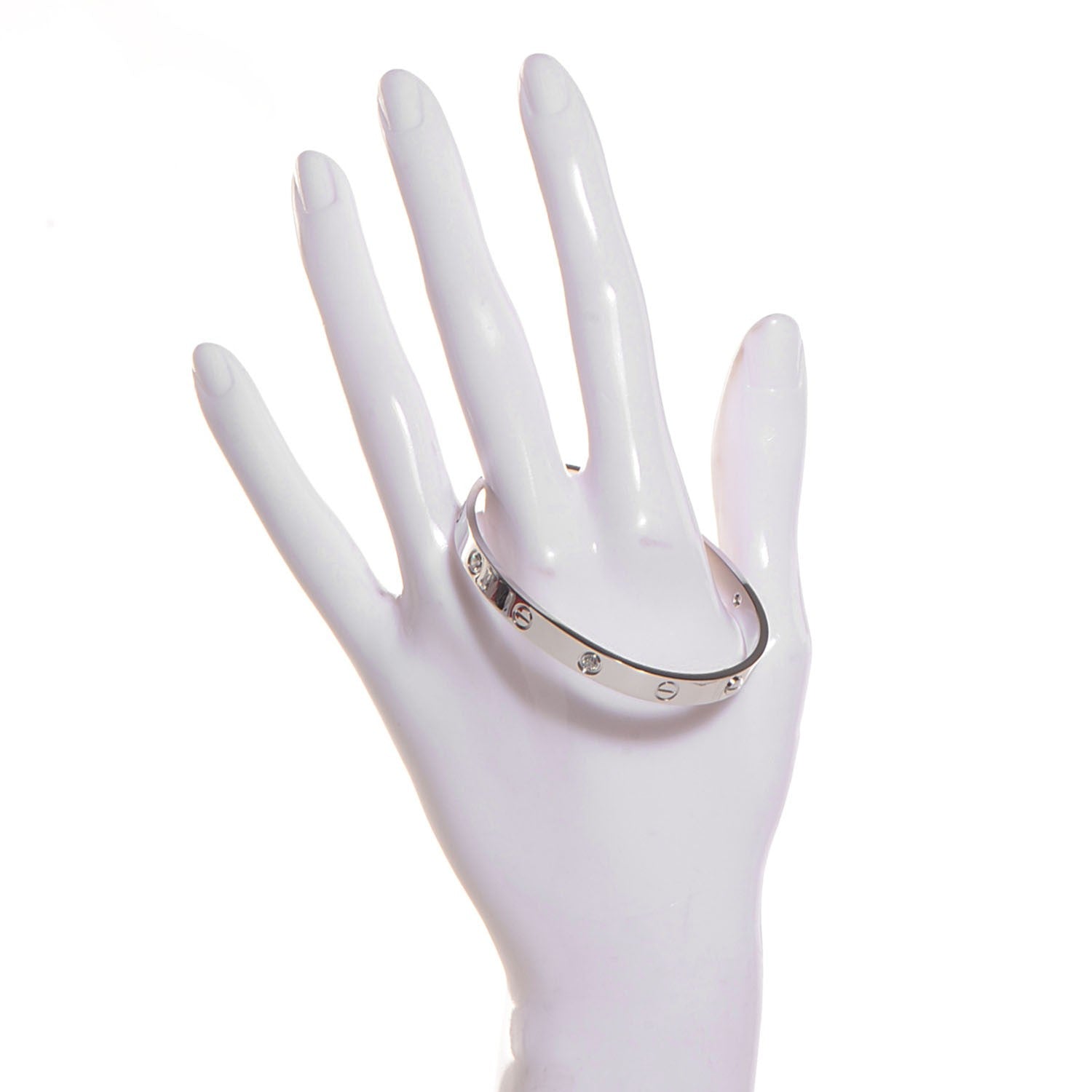 Cartier 18K White Gold 4 Diamond LOVE Bracelet 17 2 of 7