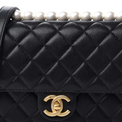 Chanel Lambskin Quilted Small Chic Pearls Flap Black 10 of 11