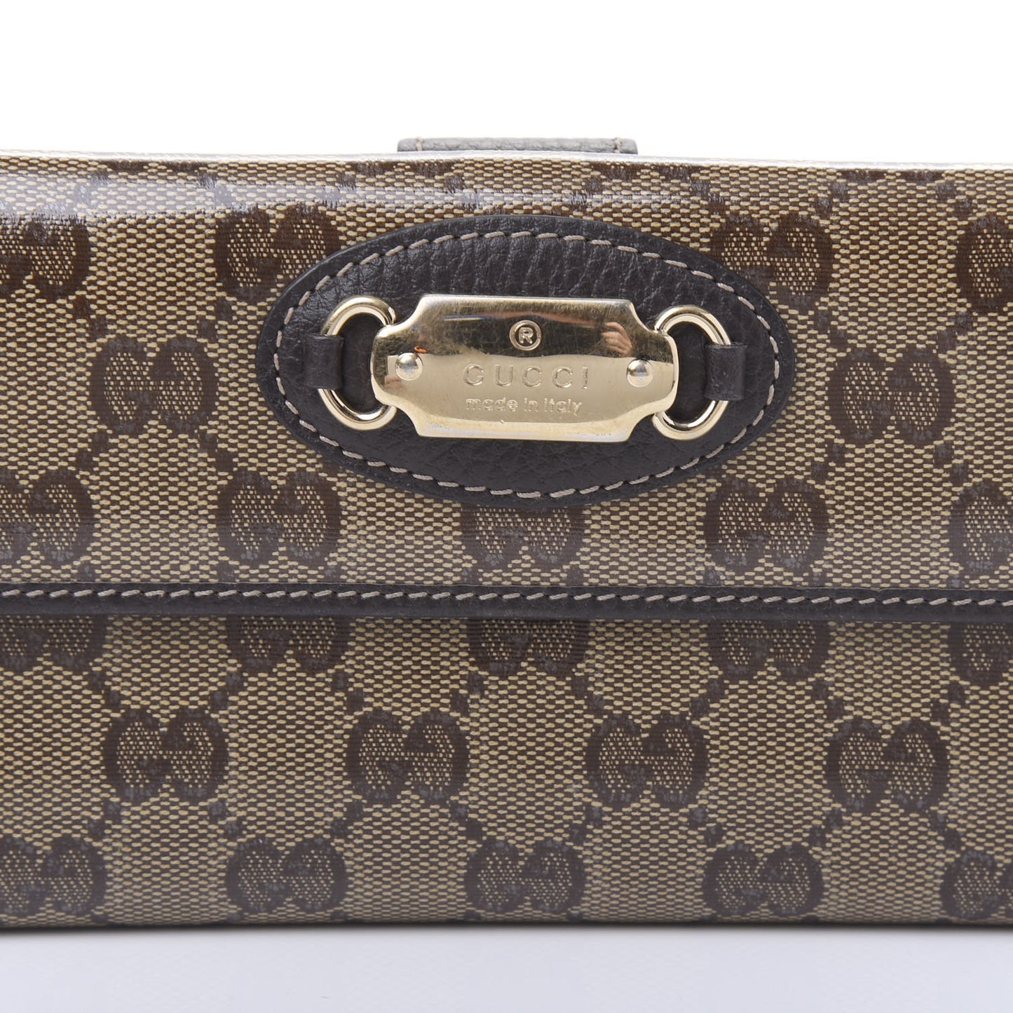 Crystal Monogram Continental Wallet Brown