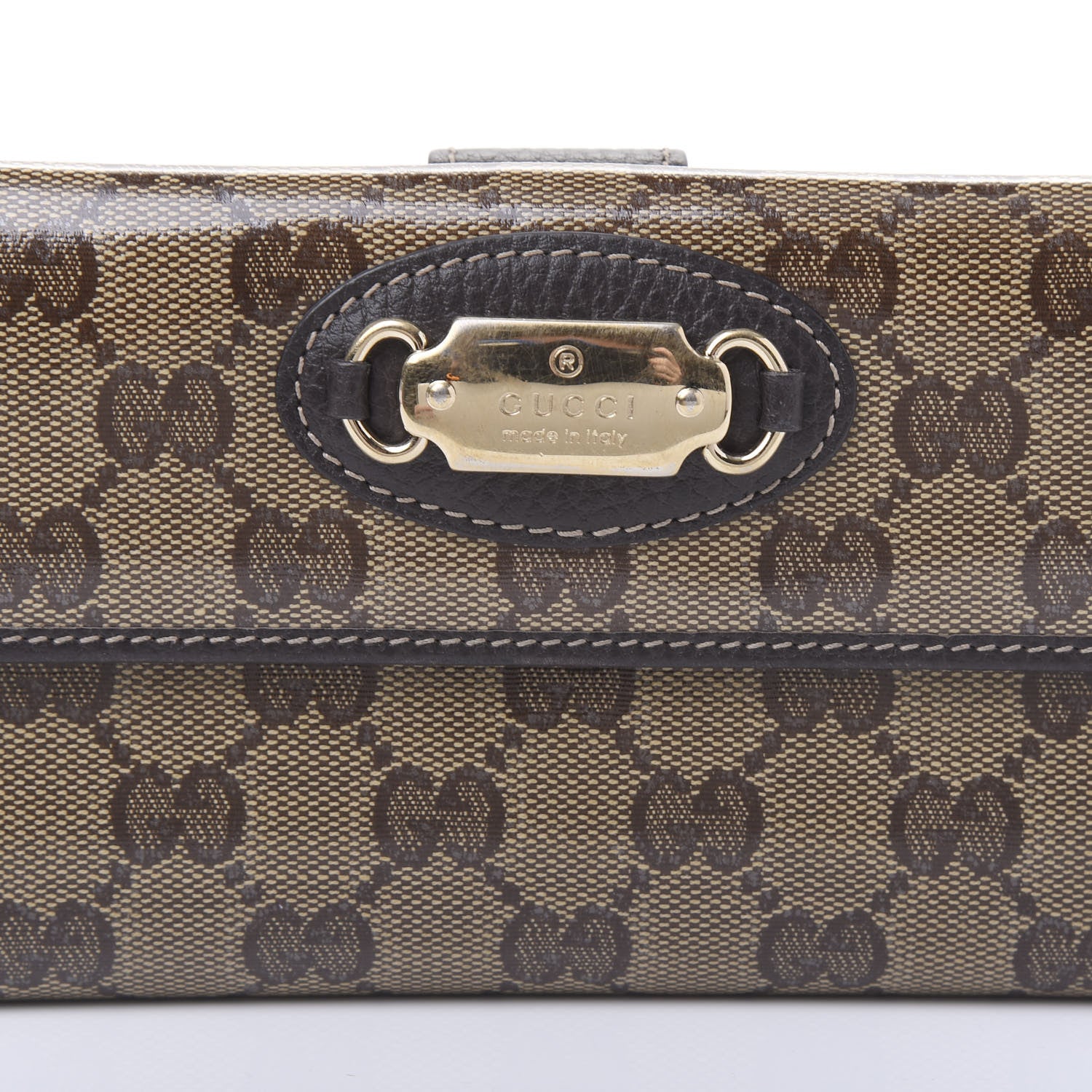Gucci Crystal Monogram Continental Wallet Brown 10 of 11