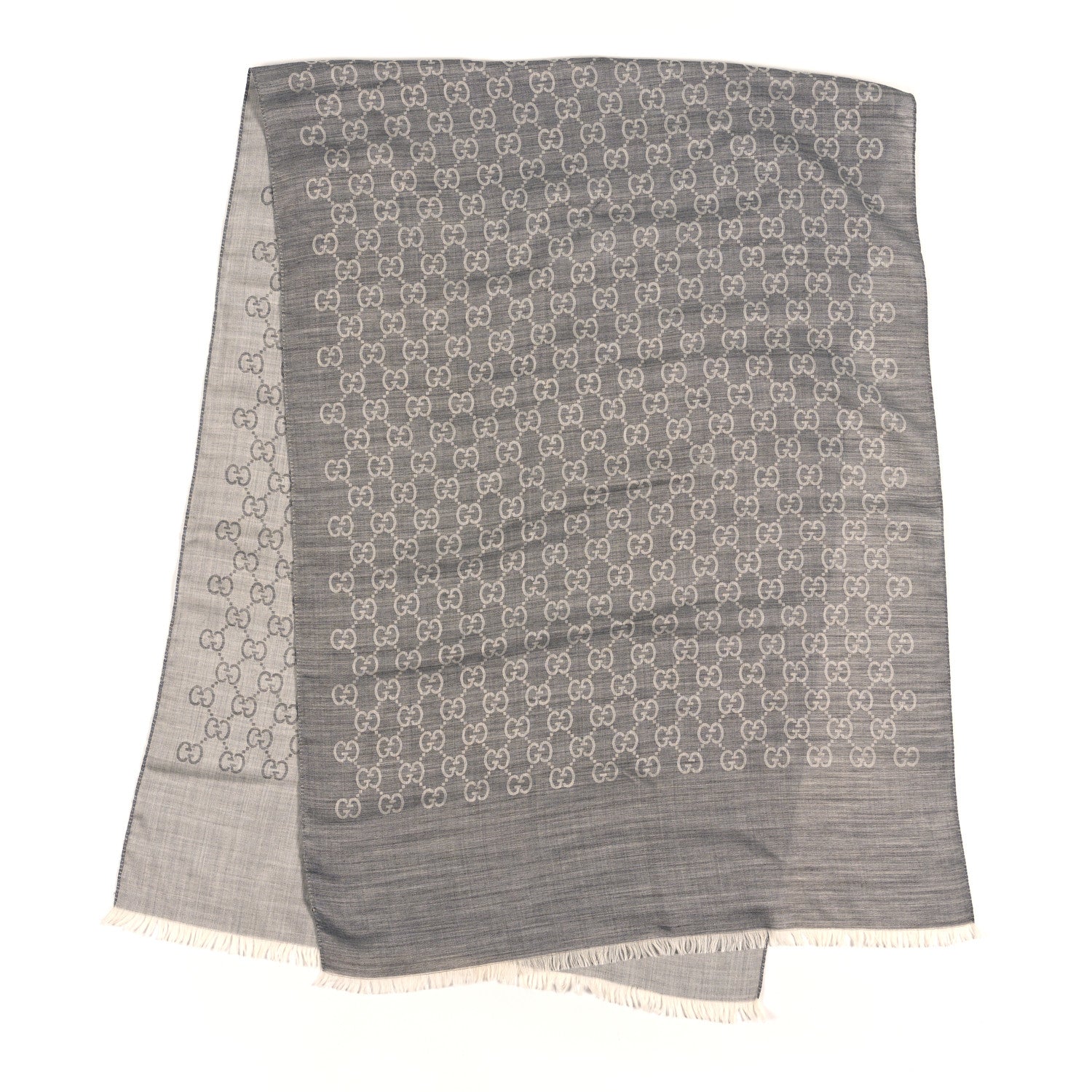 Gucci Wool Silk GG Monogram GGNat Scarf Lead 2 of 3
