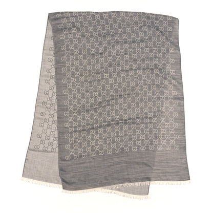 Gucci Wool Silk GG Monogram GGNat Scarf Lead 2 of 3