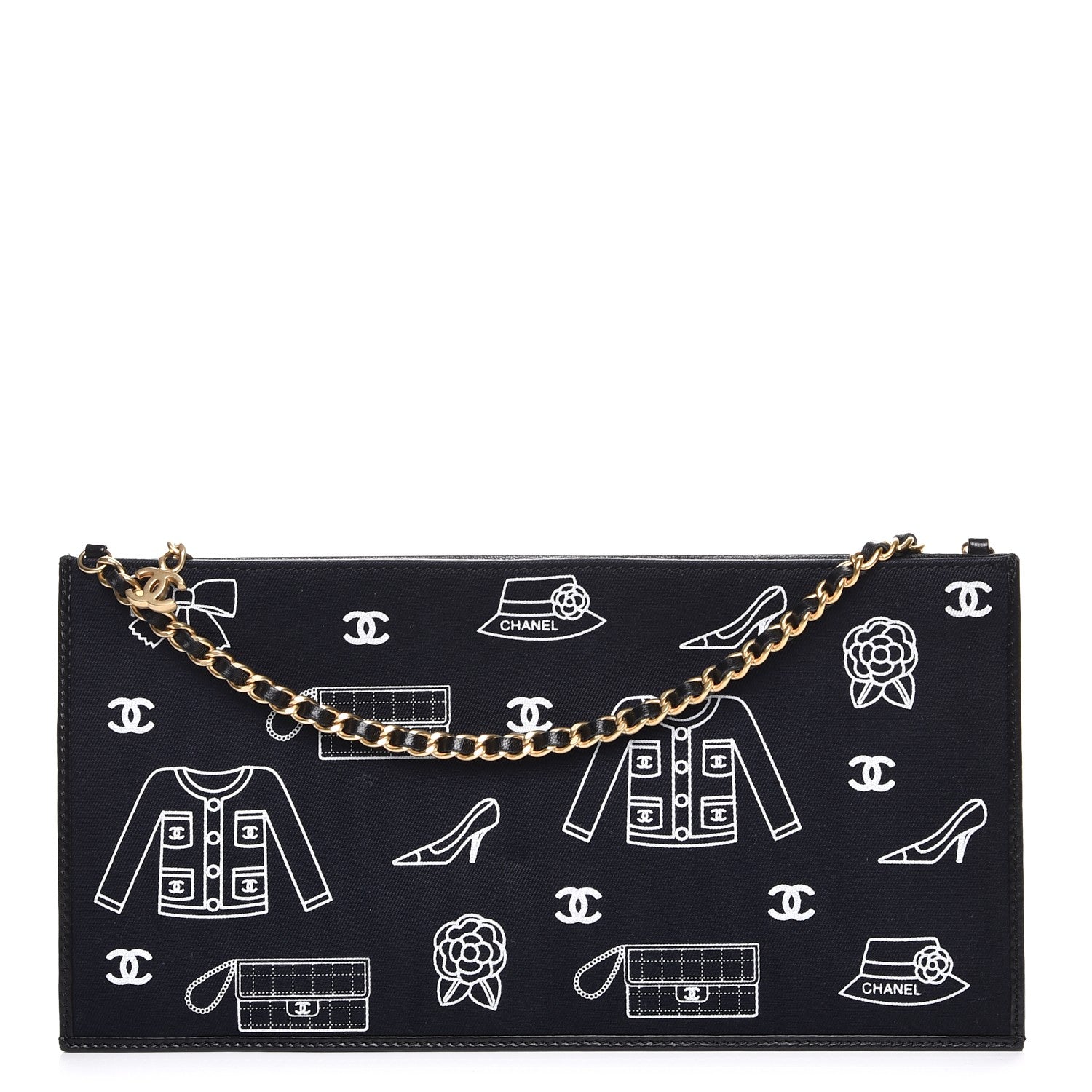 Chanel Printed Canvas Symbols Pochette Black 1 of 8
