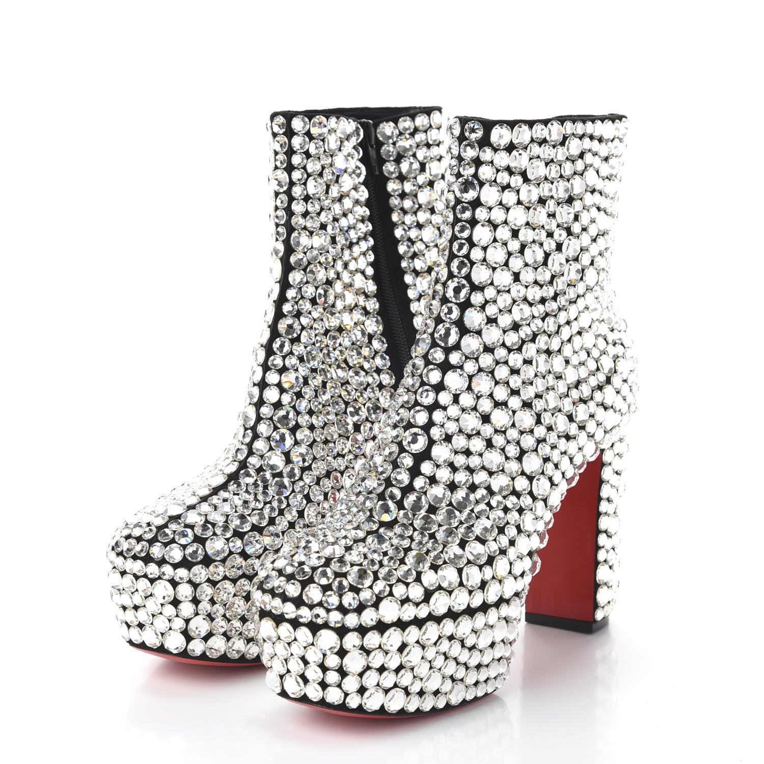Christian Louboutin Veau Velours Strass Roxxxy 110 Ankle Boots 39.5 Crystal 3 of 8
