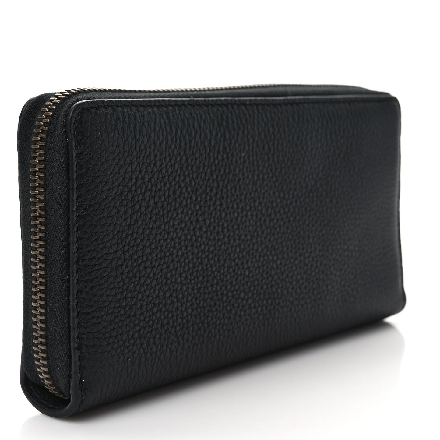 Calfskin Logo Zip Around Wallet Black