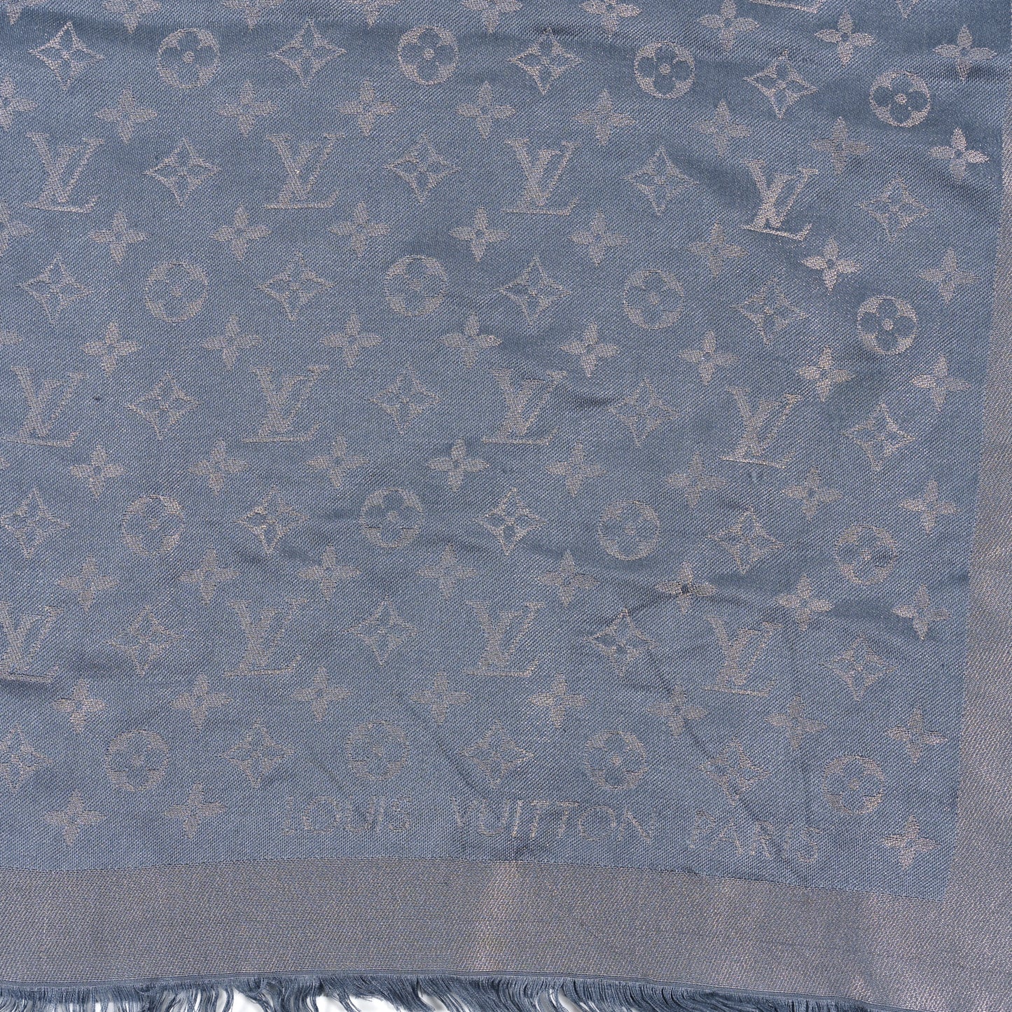 Silk Lurex Wool Monogram Shine Shawl Charcoal Grey