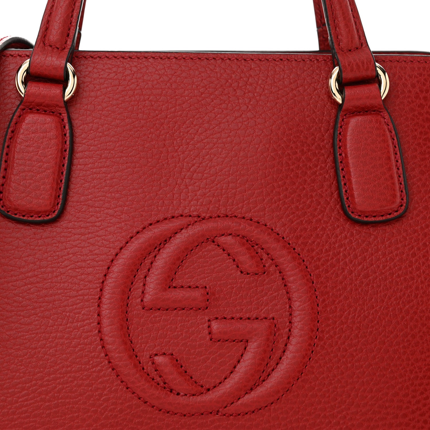 Gucci Dollar Calfskin Medium Soho Top Handle Satchel Hibiscus Red 8 of 10