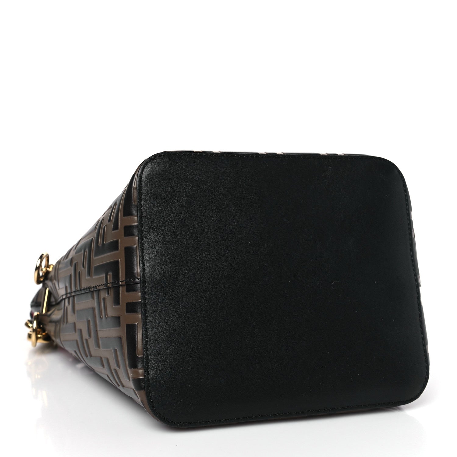 Fendi Vitello Grace F is Fendi Bi-Color FF 1974 Embossed Grande Mon Tresor Bucket Bag Maya Black Fragola 4 of 9