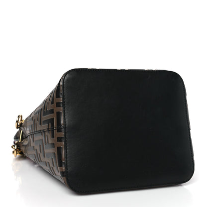 Fendi Vitello Grace F is Fendi Bi-Color FF 1974 Embossed Grande Mon Tresor Bucket Bag Maya Black Fragola 4 of 9