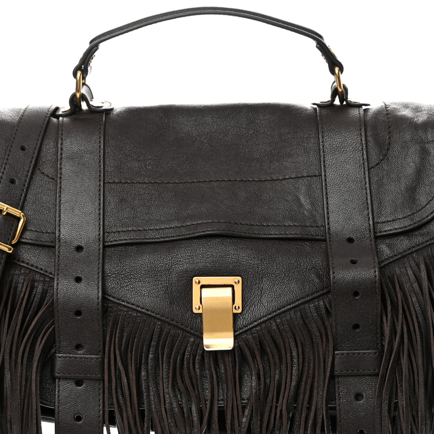 Lambskin Fringe Medium PS1 Satchel Dark Chocolate