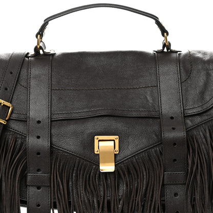 Proenza Schouler Lambskin Fringe Medium PS1 Satchel Dark Chocolate 8 of 14