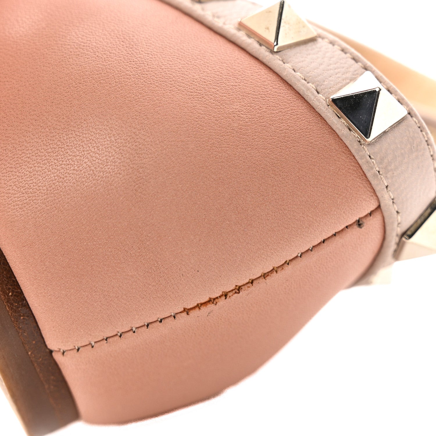 Valentino Garavani Calfskin Nappa Rockstud Cage Ballerina Flats 38 Grey Pink Poudre 12 of 15