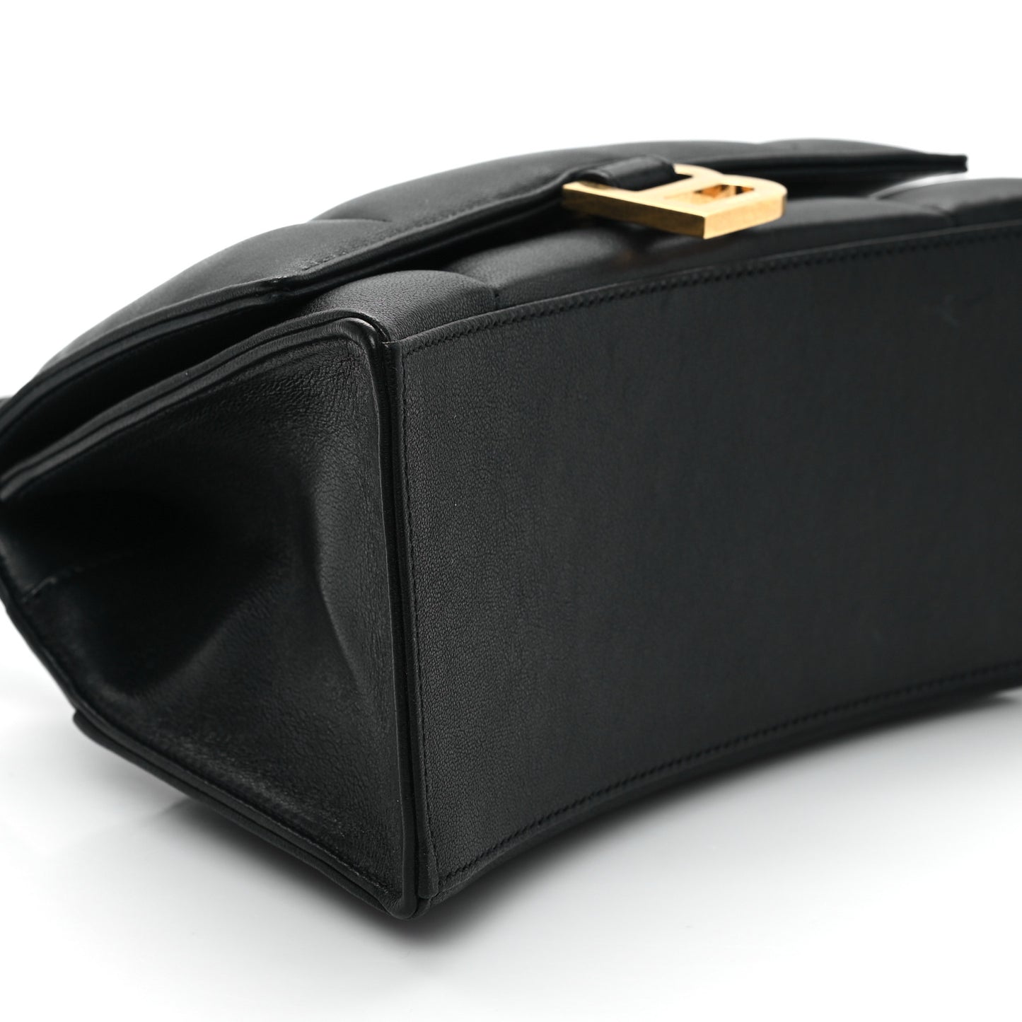 Nappa Calfskin Puffy Small Hourglass Top Handle Bag Black