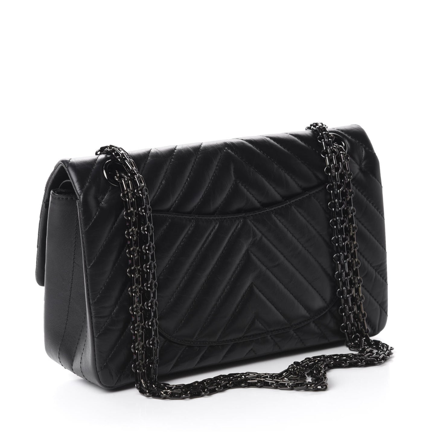 Aged Calfskin Chevron Quilted 2.55 Reissue 225 Flap So Black