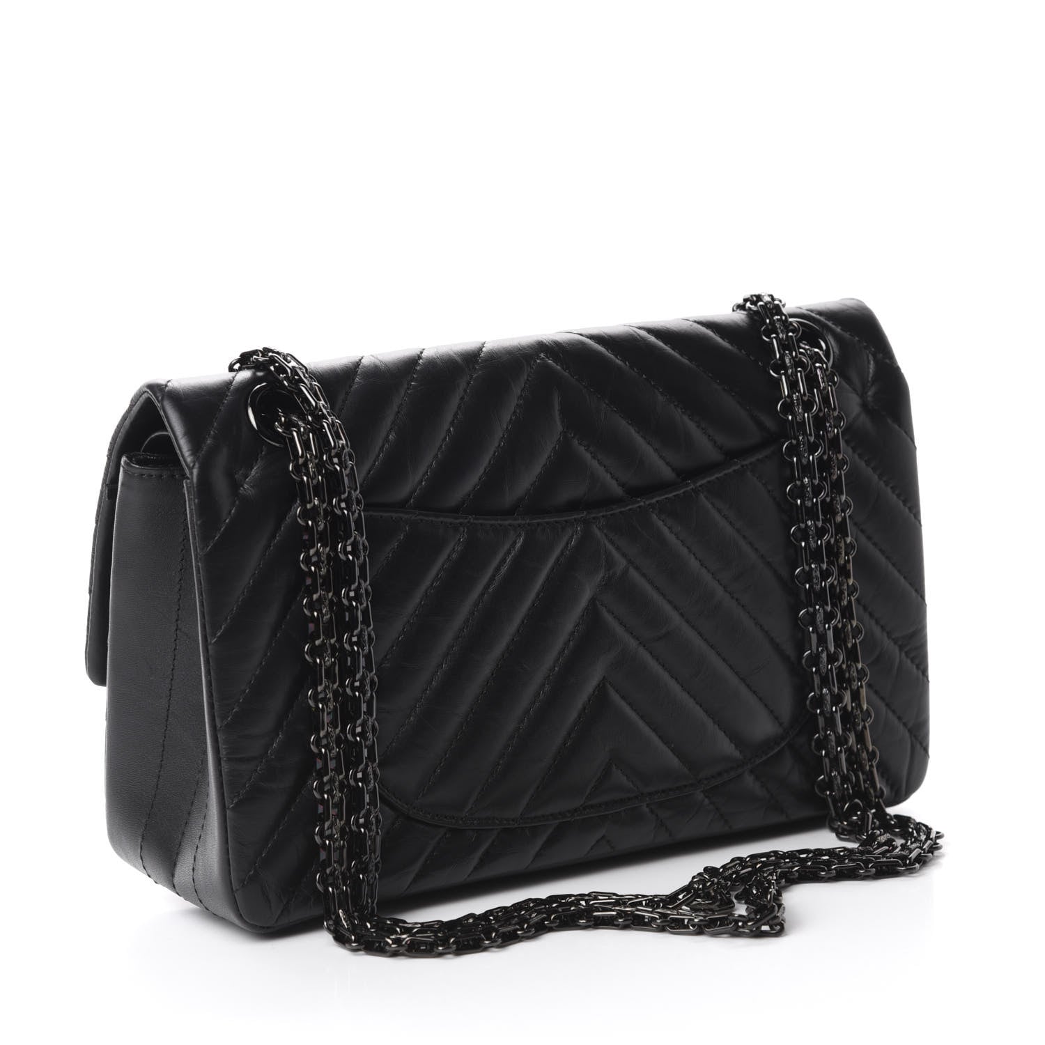 Chanel Aged Calfskin Chevron Quilted 2.55 Reissue 225 Flap So Black 3 of 11