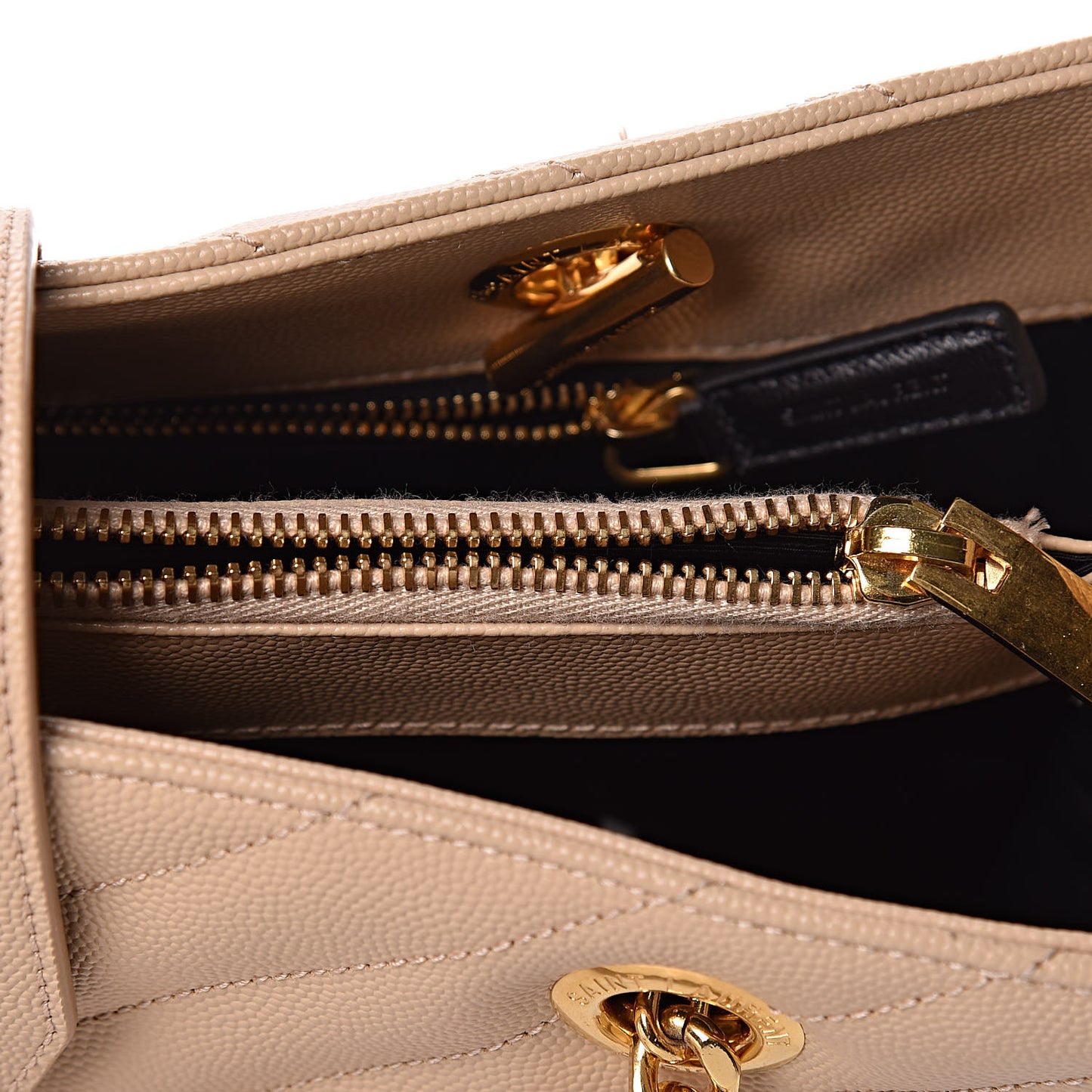 Grain De Poudre Matelasse Chevron Monogram Shopping Bag Nude Powder