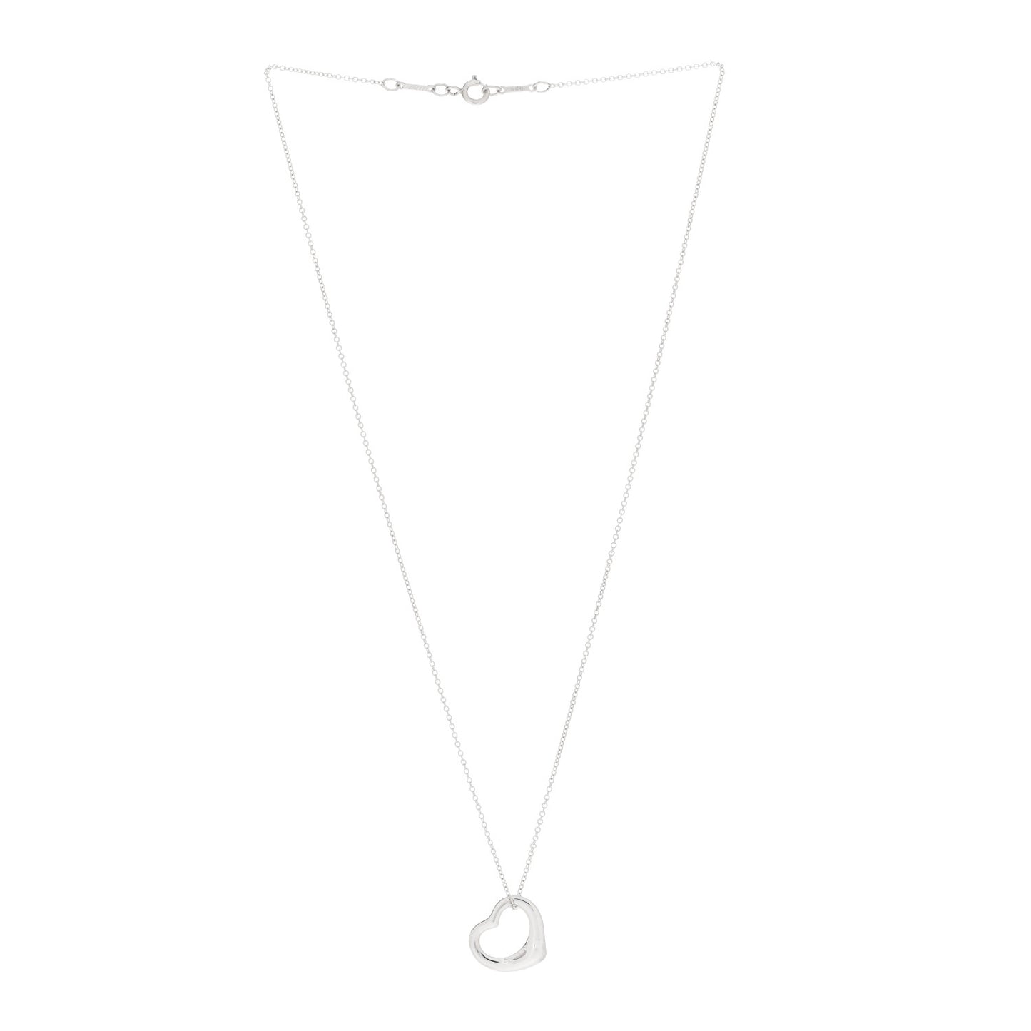 Sterling Silver 16mm Elsa Peretti Open Heart Pendant Necklace