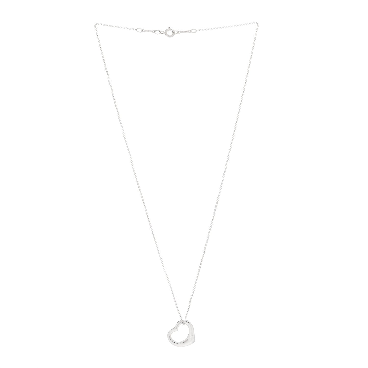 Tiffany Sterling Silver 16mm Elsa Peretti Open Heart Pendant Necklace 3 of 6