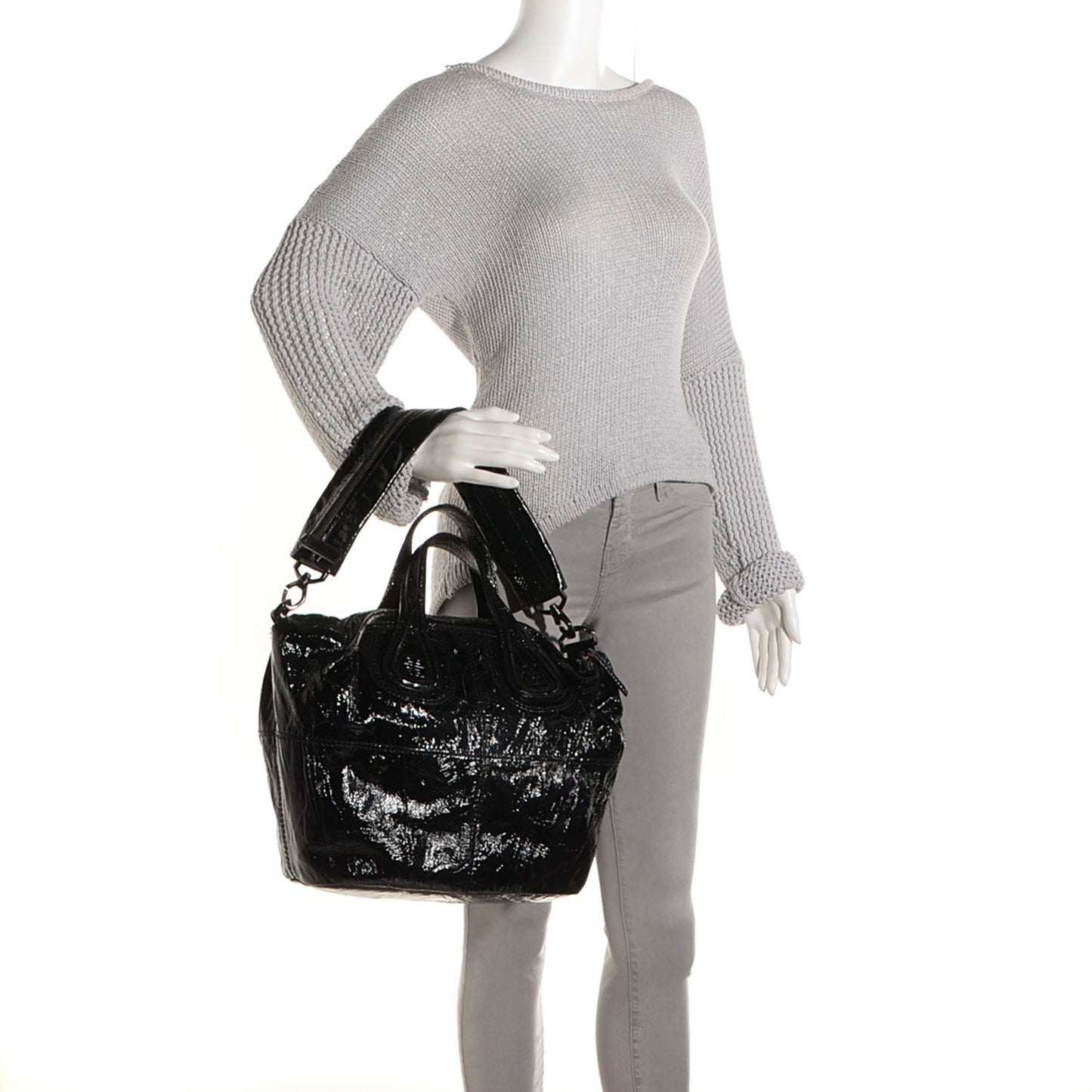 Crinkled Patent Medium Nightingale Black