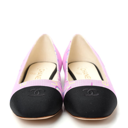 Chanel Fabric Grosgrain CC Flats 36 Pink Beige Black 2 of 11