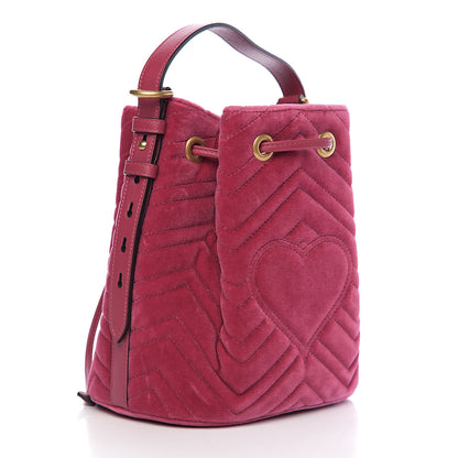 Gucci Velvet Matelasse GG Marmont Bucket Bag Light Raspberry Rose 2 of 9