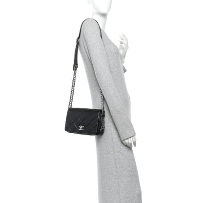 Chanel Lambskin Quilted Small Chain Rows Flap Black 2 of 10