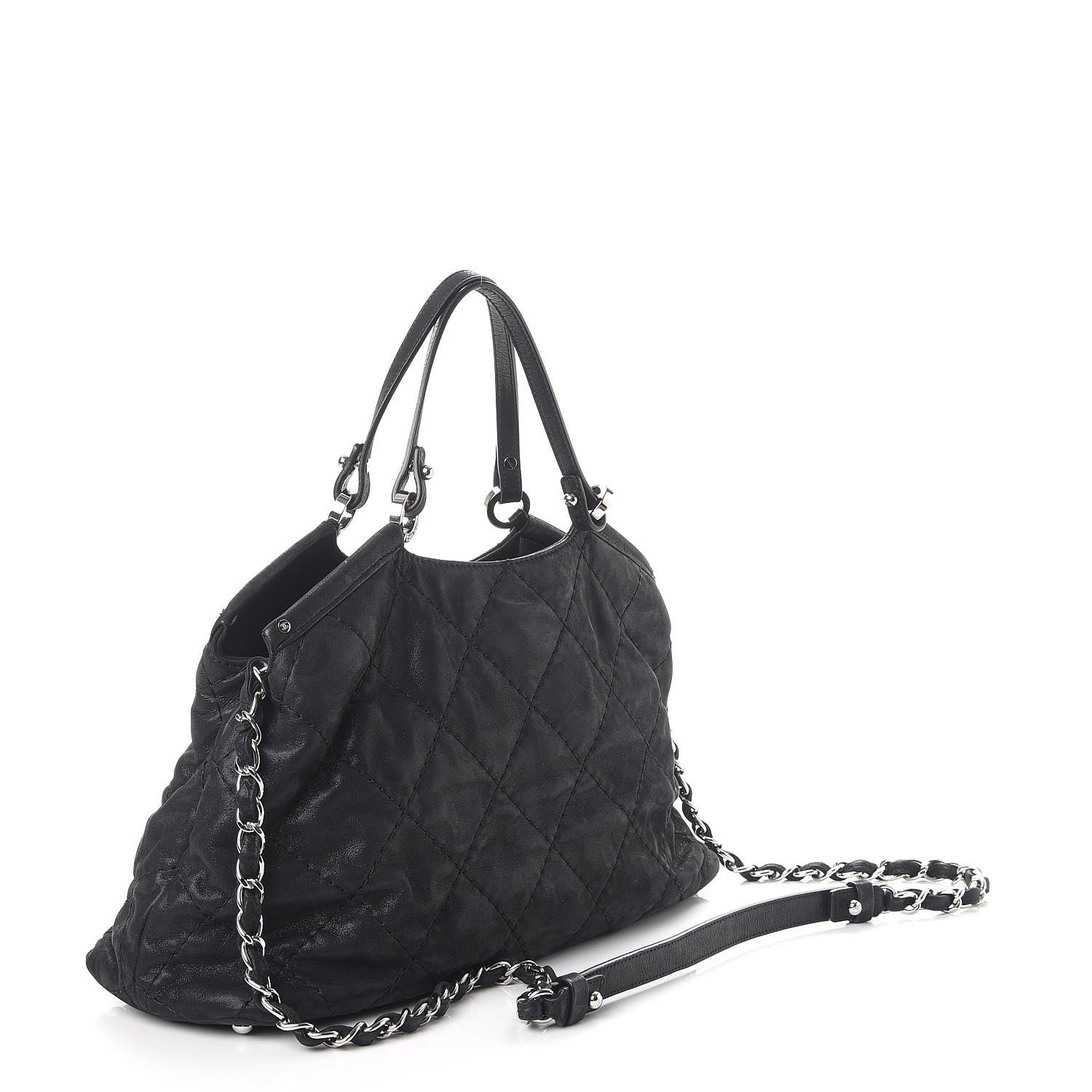 Chanel Iridescent Calfskin Quilted Small Sea Hit Tote Black 3 of 8