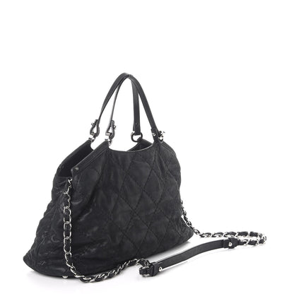 Chanel Iridescent Calfskin Quilted Small Sea Hit Tote Black 3 of 8