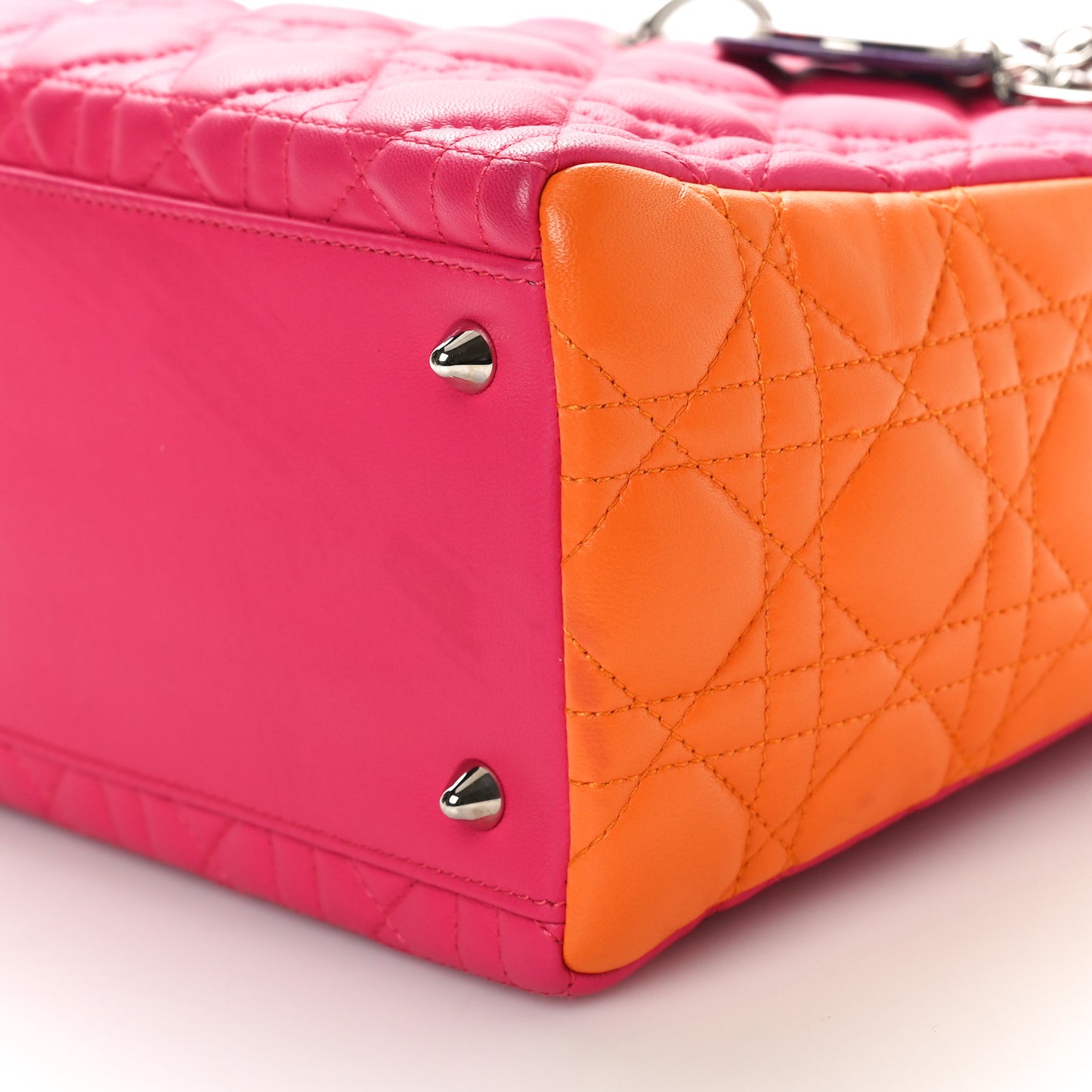 Lambskin Cannage Medium Tri-Color Lady Dior Pink