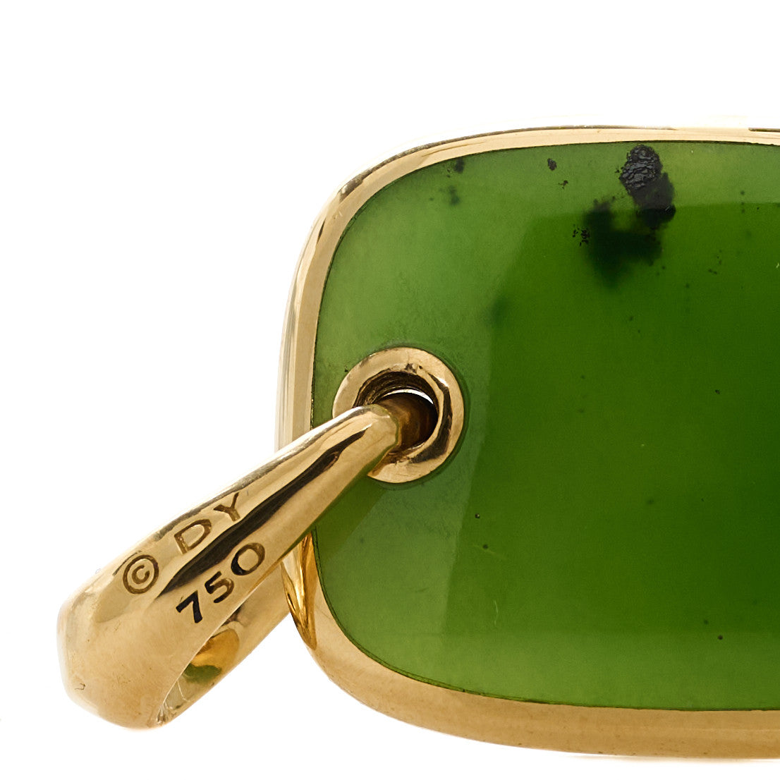 18K Yellow Gold Nephrite Jade Exotic Tablet Amulet Pendant