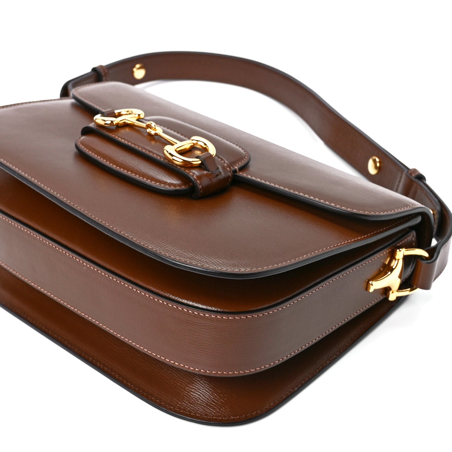 Azalea Calfskin Horsebit 1955 Shoulder Bag Brown Sugar
