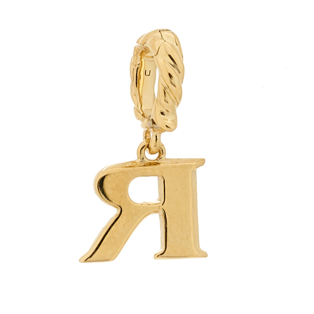 David Yurman 18K Yellow Gold Diamond Pave Initial R Pendant 3 of 3