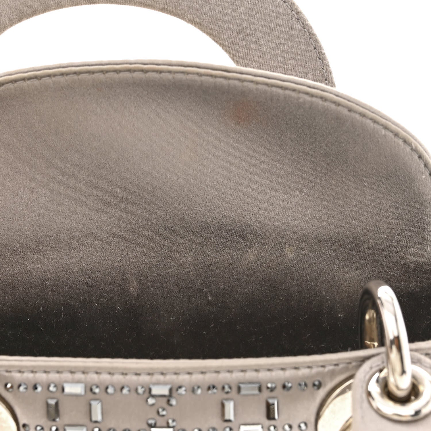 Christian Dior Satin Crystal Cannage Mini Lady Dior Gray 13 of 16